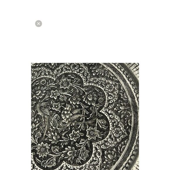 Vintage Antique Persian Hand Hammered Etched Bird Floral Home Decor Wall Plate - Picture 8 of 11